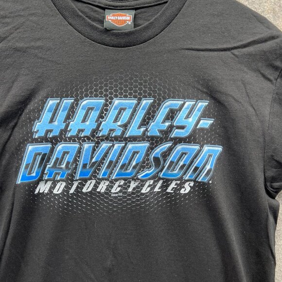 Harley Davidson Shirt Men Medium Black Blue Biker Tee Motorcycle Crewneck 2018 - Picture 5 of 13